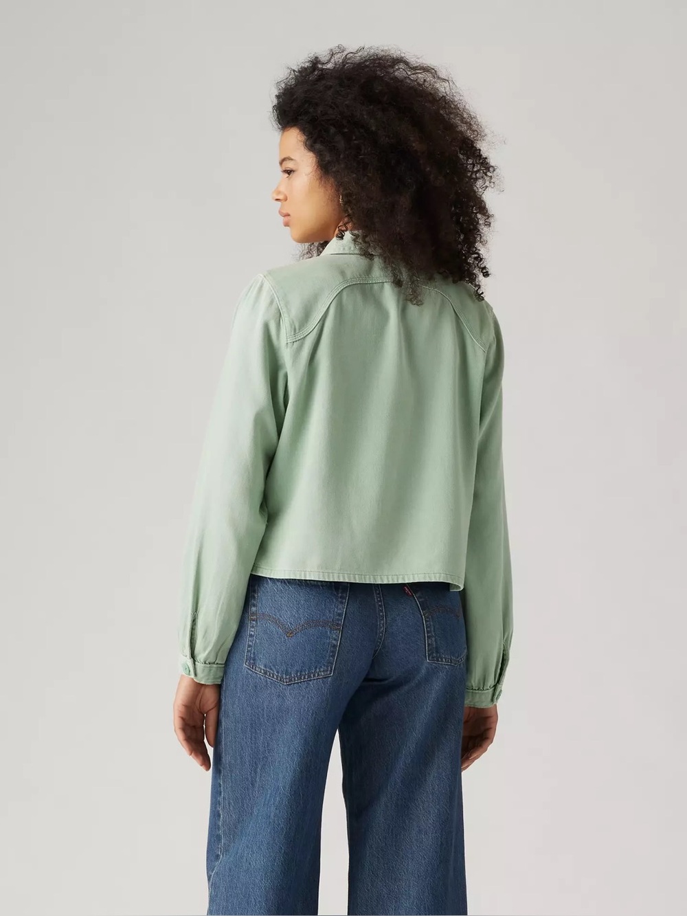 Levi's Tyla Shirt Button Down Collar Blue Surf Green Cotton Lyocell Size Small - Picture 2 of 8